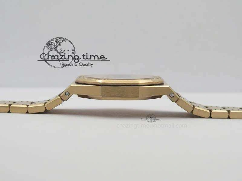 Lady Royal Oak 33mm 15000 RG JF 1:1 Best Edition White Dial Diamond Bezel On RG Bracelet Ronda Quartz Seasonal 5034
