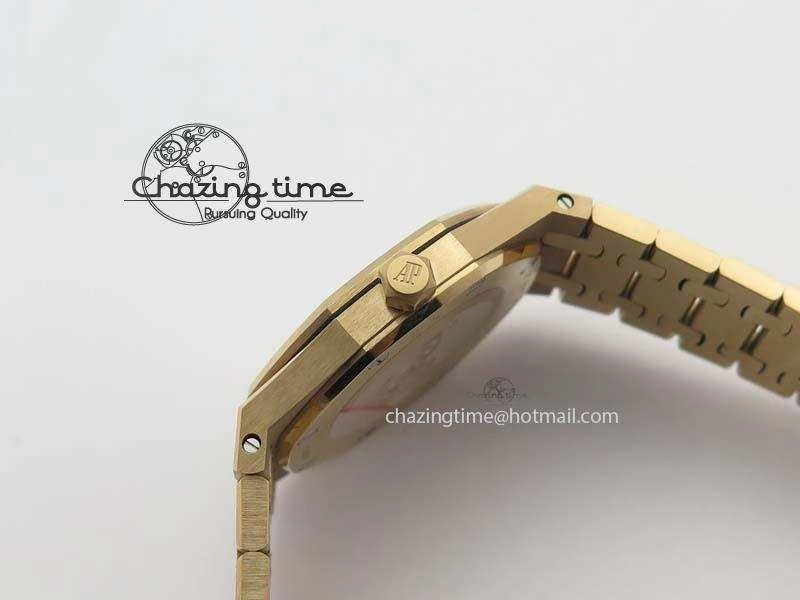 Lady Royal Oak 33mm 15000 RG JF 1:1 Best Edition White Dial Diamond Bezel On RG Bracelet Ronda Quartz Seasonal 5034