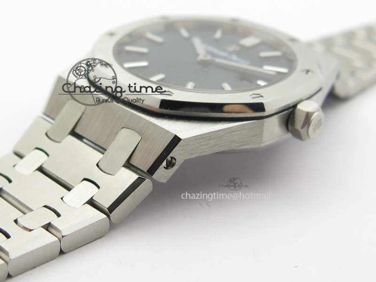 Lady Royal Oak 33mm 15000 SS JF 1:1 Best Edition Black Textured Dial On SS Bracelet Ronda Quartz Efficient 5056