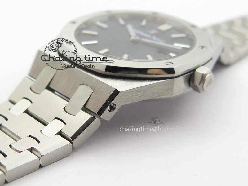 Lady Royal Oak 33mm 15000 SS JF 1:1 Best Edition Black Textured Dial On SS Bracelet Ronda Quartz Efficient 5056