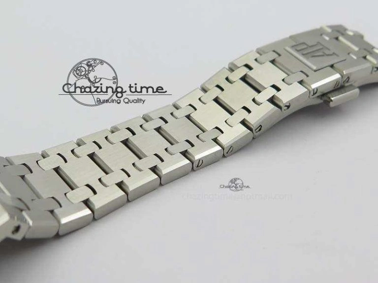 Lady Royal Oak 33mm 15000 SS JF 1:1 Best Edition Black Textured Dial On SS Bracelet Ronda Quartz Efficient 5056