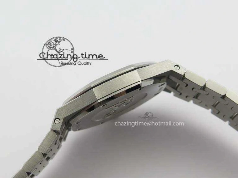 Minimalist Lady Royal Oak 33mm 15000 SS JF 1:1 Best Edition White Textured Dial On SS Bracelet Ronda Quartz 10779
