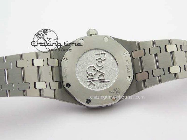 Minimalist Lady Royal Oak 33mm 15000 SS JF 1:1 Best Edition White Textured Dial On SS Bracelet Ronda Quartz 10779
