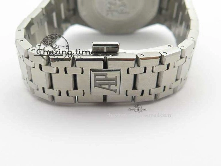 Minimalist Lady Royal Oak 33mm 15000 SS JF 1:1 Best Edition White Textured Dial On SS Bracelet Ronda Quartz 10779