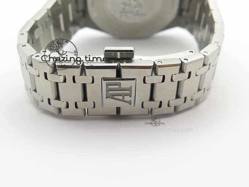 Minimalist Lady Royal Oak 33mm 15000 SS JF 1:1 Best Edition White Textured Dial On SS Bracelet Ronda Quartz 10779