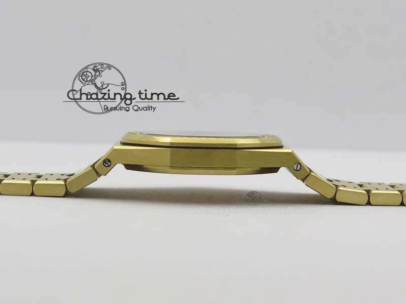Lady Royal Oak 33mm 15000 YG JF 1:1 Best Edition Blue Textured Dial On YG Bracelet Ronda Quartz Youthful 10762