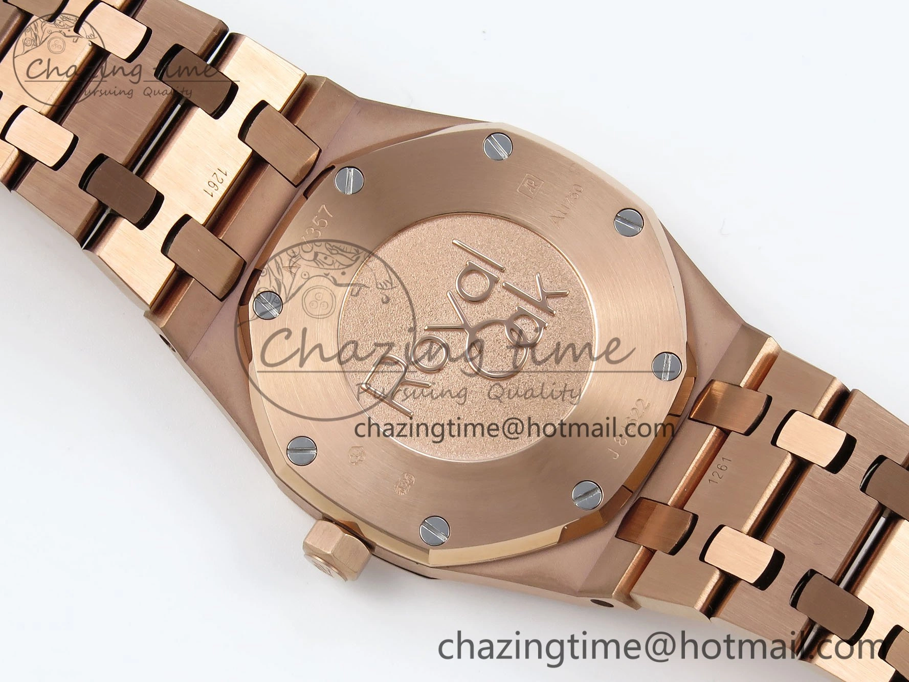 Lady Royal Oak 33mm 67651 Diamonds Bezel RG ZF 1:1 Best Edition Blue Textured Dial on RG Bracelet RONDA Quartz Flexible 10082