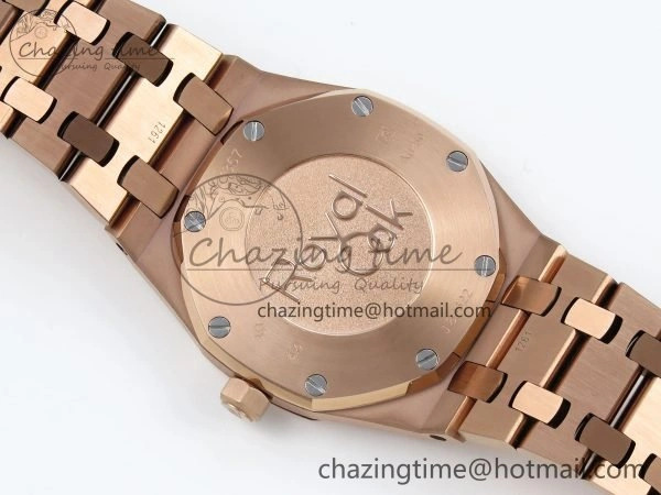 Lady Royal Oak 33mm 67651 Diamonds Bezel RG ZF 1:1 Best Edition RG Textured Dial on RG Bracelet RONDA Quartz WellDesigned 10085