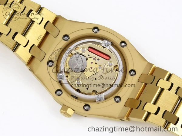 Lady Royal Oak 33mm 67651 Diamonds Bezel YG ZF 1:1 Best Edition Blue Textured Dial on YG Bracelet RONDA Quartz Efficient 4478