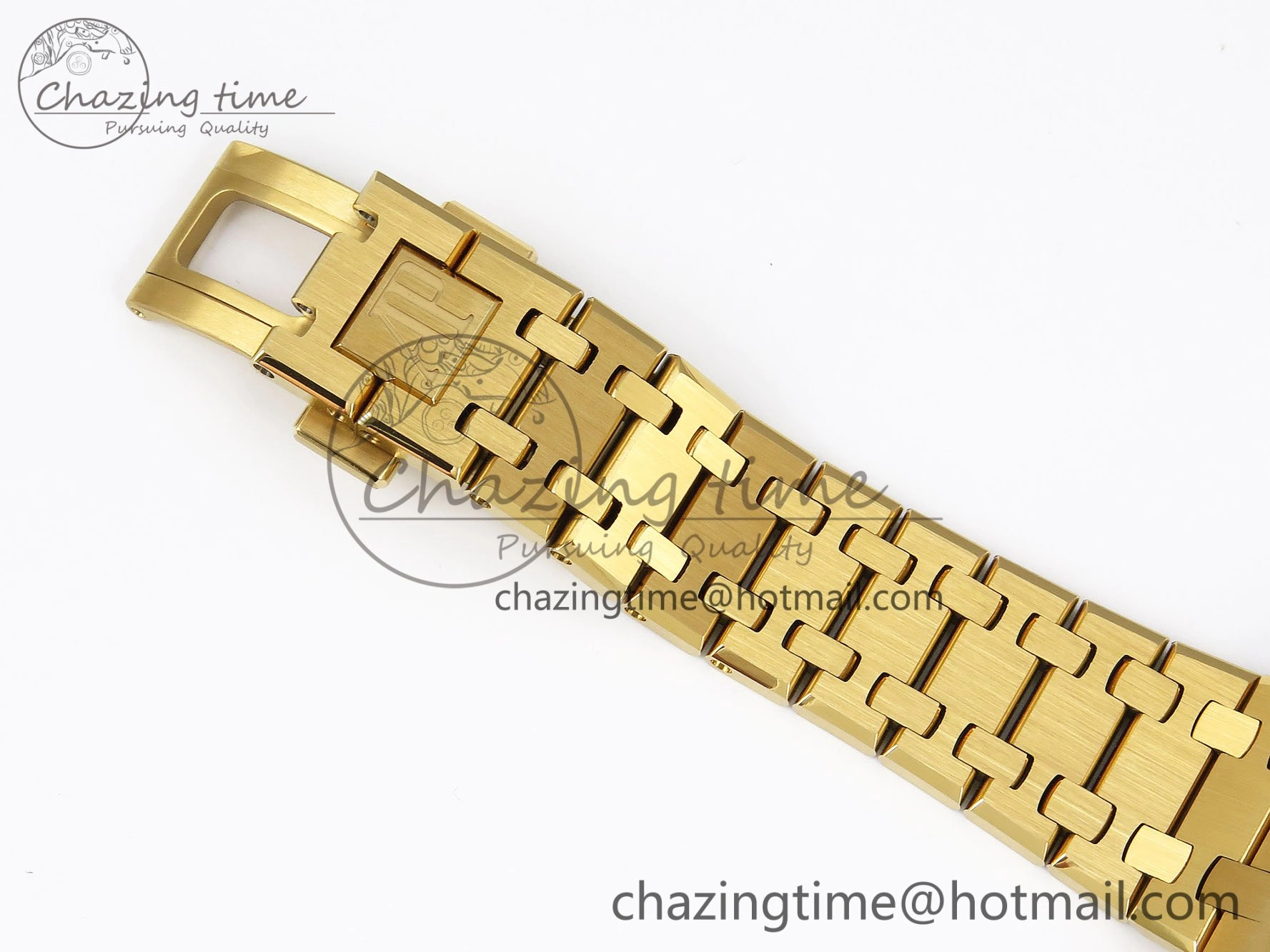Lady Royal Oak 33mm 67651 Diamonds Bezel YG ZF 1:1 Best Edition Blue Textured Dial on YG Bracelet RONDA Quartz Efficient 4478