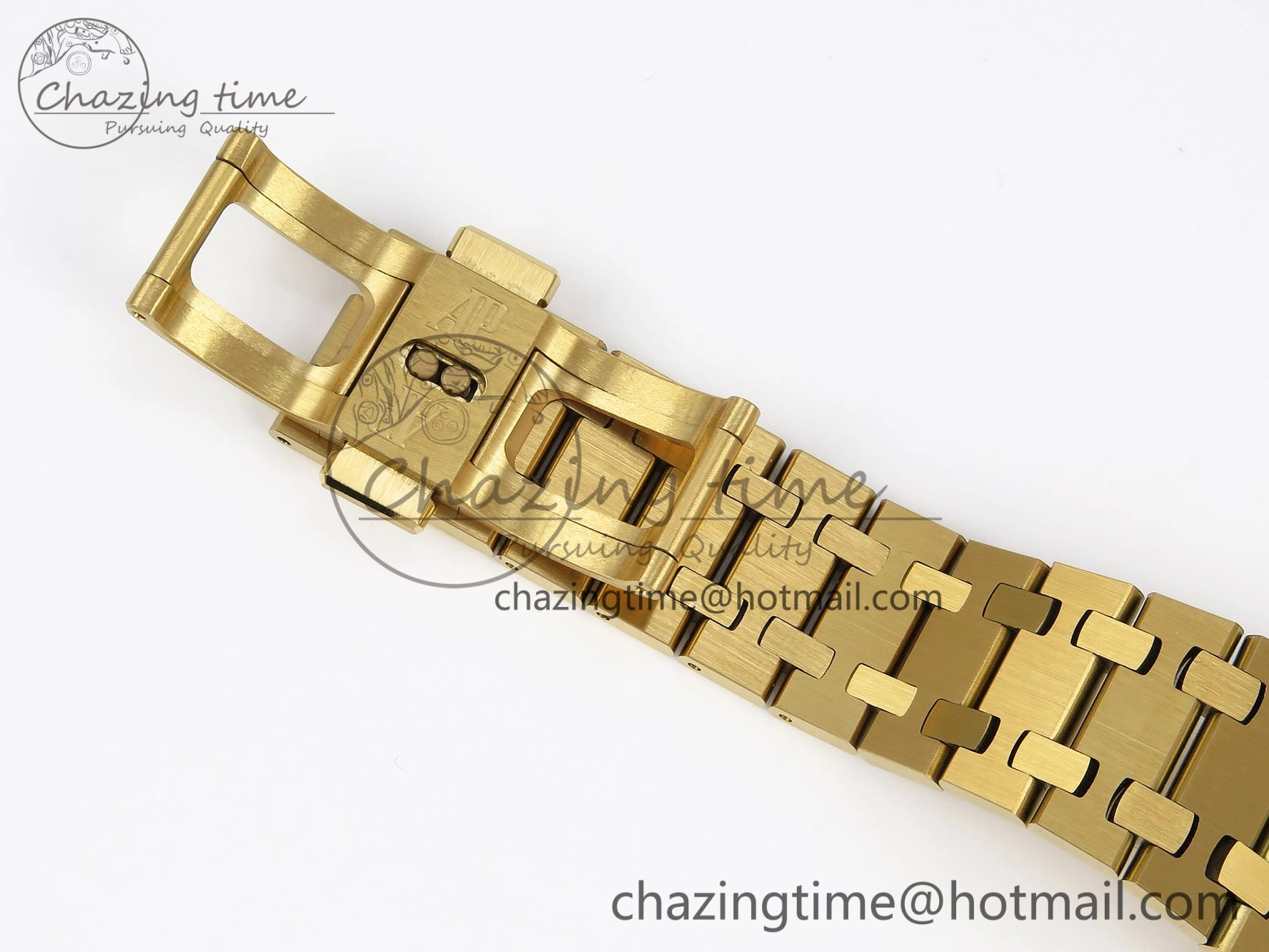 Lady Royal Oak 33mm 67651 Diamonds Bezel YG ZF 1:1 Best Edition Blue Textured Dial on YG Bracelet RONDA Quartz Efficient 4478