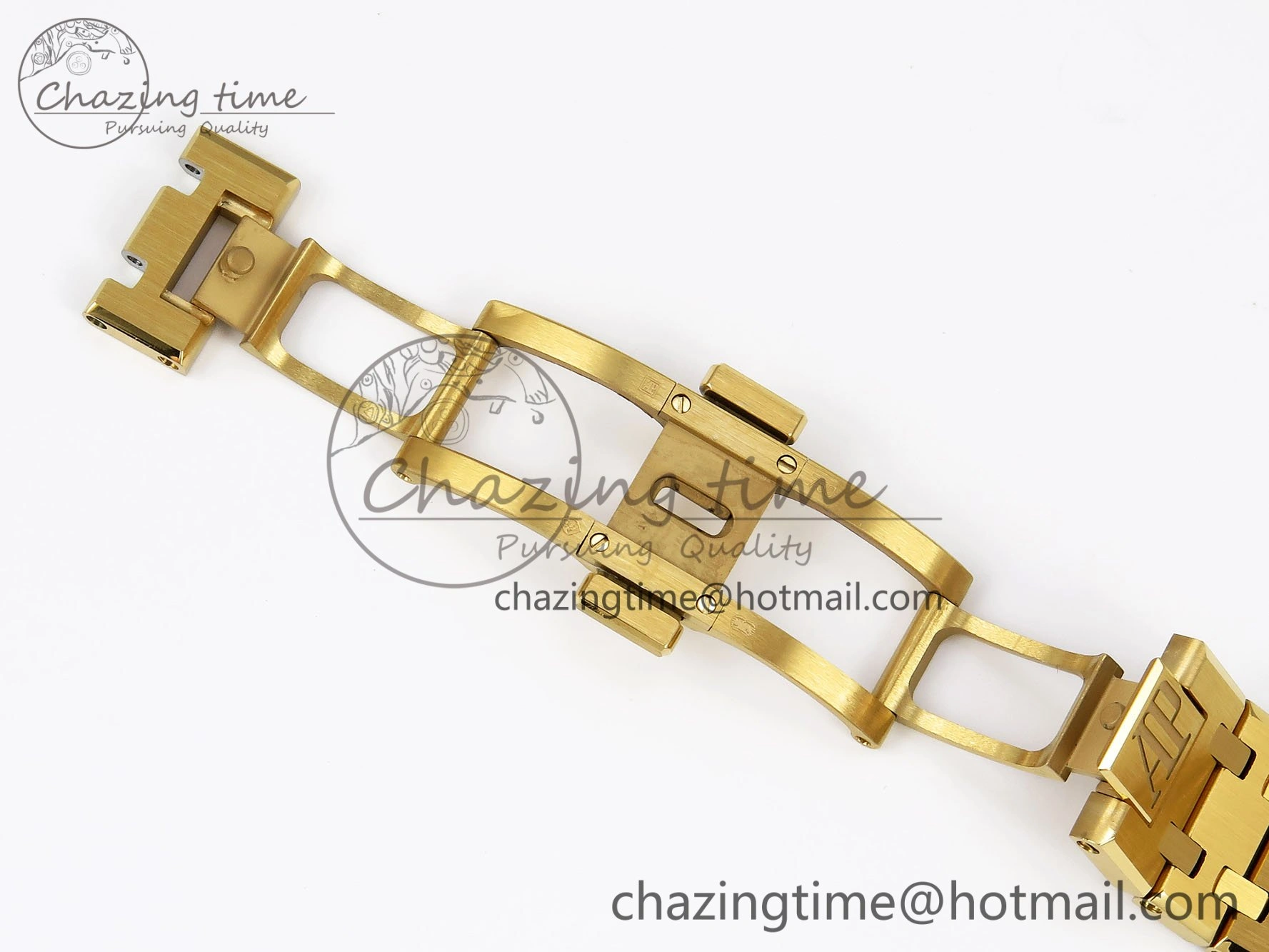 UrbanChic Lady Royal Oak 33mm 67651 Diamonds Bezel YG ZF 1:1 Best Edition White Textured Dial on YG Bracelet RONDA Quartz 4477