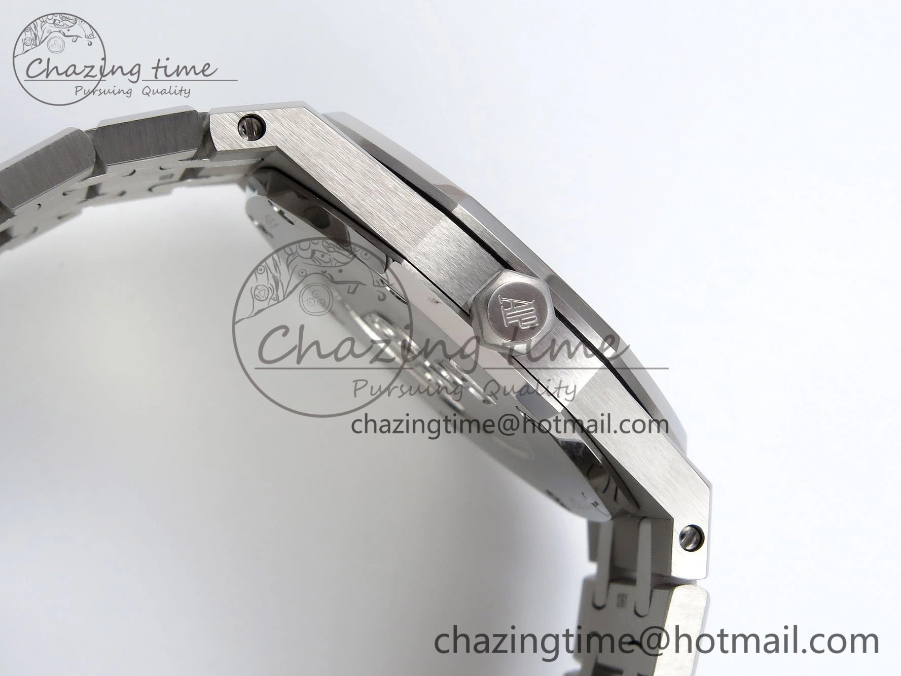 EasyMatch Lady Royal Oak 33mm 67651 Diamonds SS ZF 1:1 Best Edition Blue Textured Dial on SS Bracelet RONDA Quartz 10091