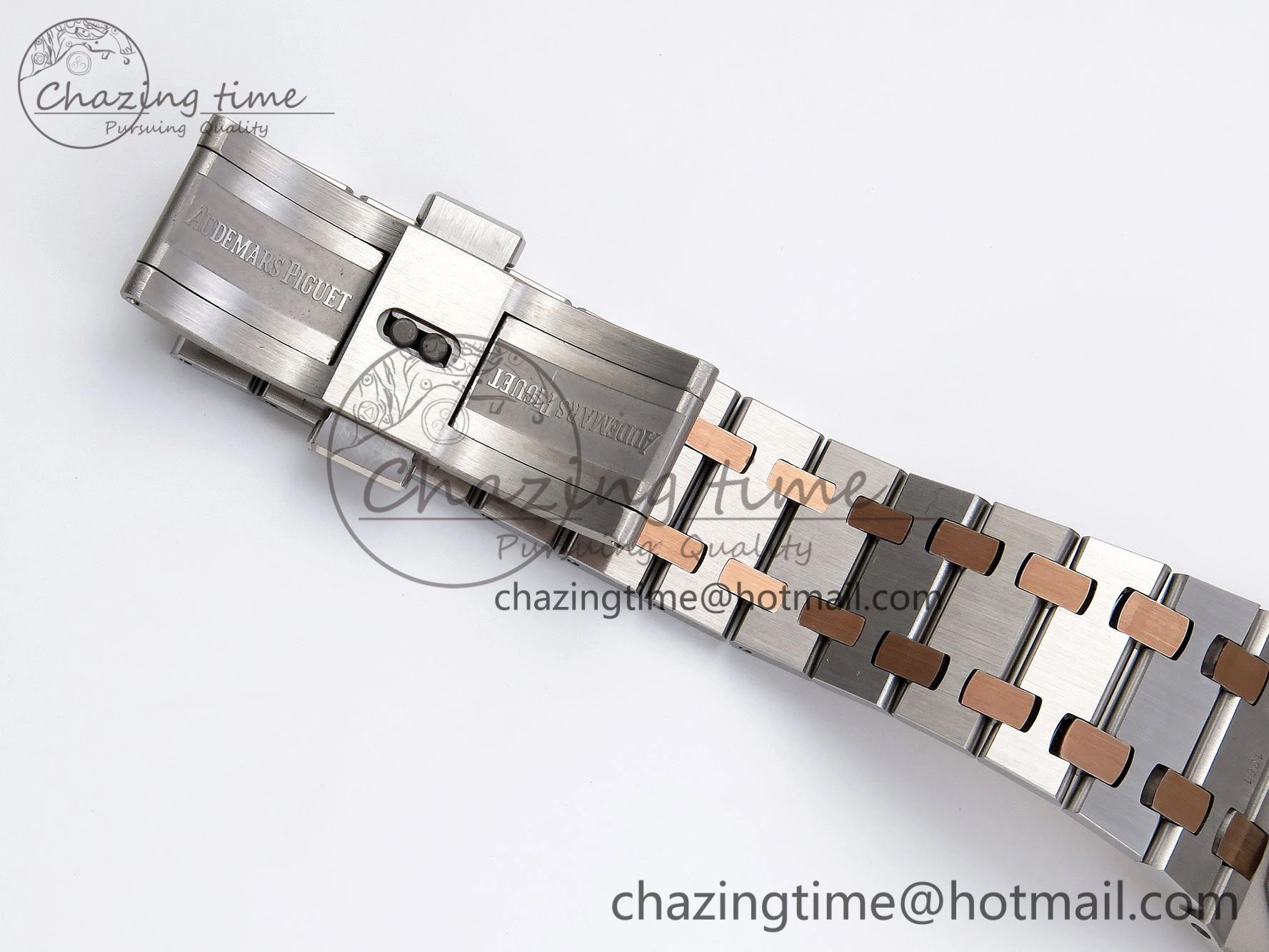 TopPick Lady Royal Oak 33mm 67651 Diamonds bezel SS RG ZF 1:1 Best Edition White Textured Dial on SS RG Bracelet RONDA Quartz 10096