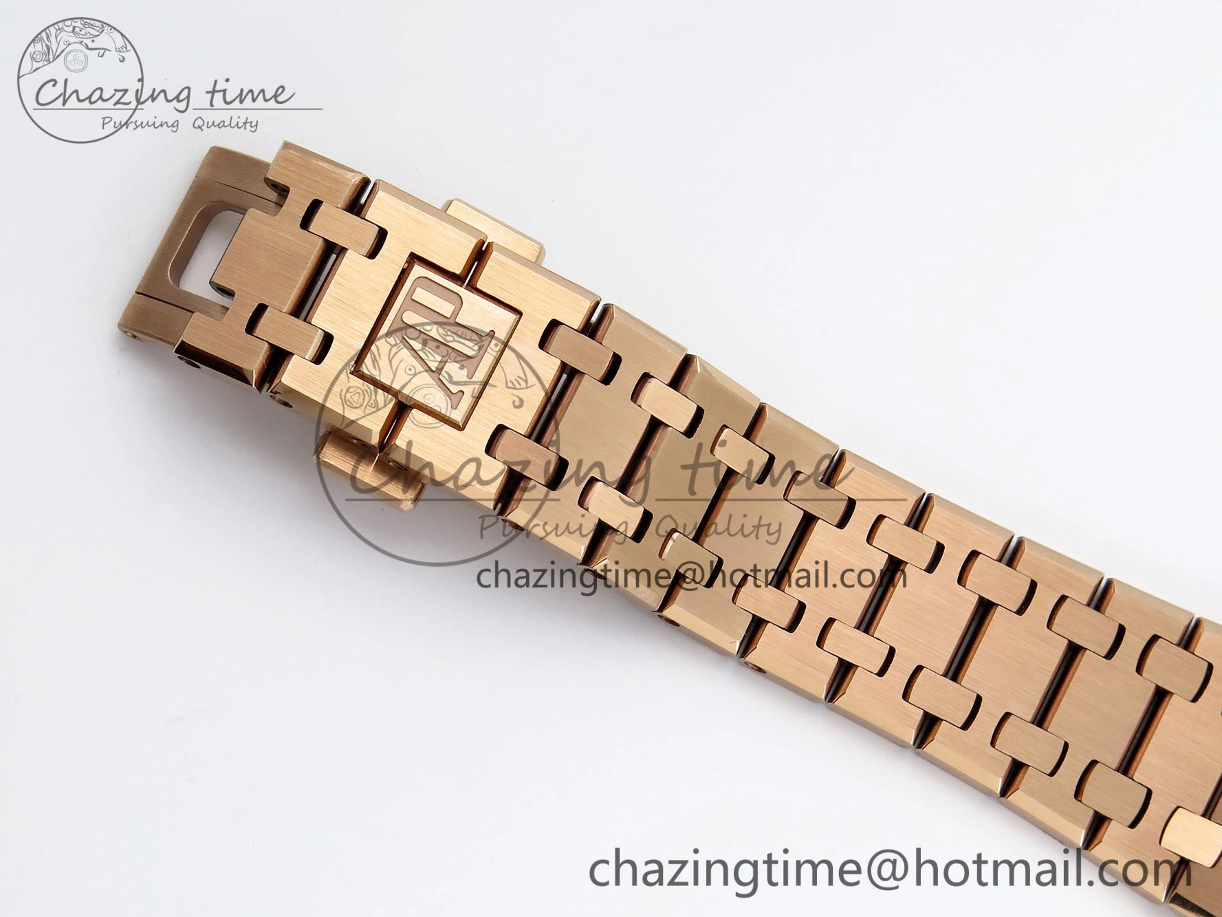 Lady Royal Oak 33mm 67651 RG ZF 1:1 Best Edition Blue Textured Dial on RG Bracelet RONDA Quartz Elegant 10084