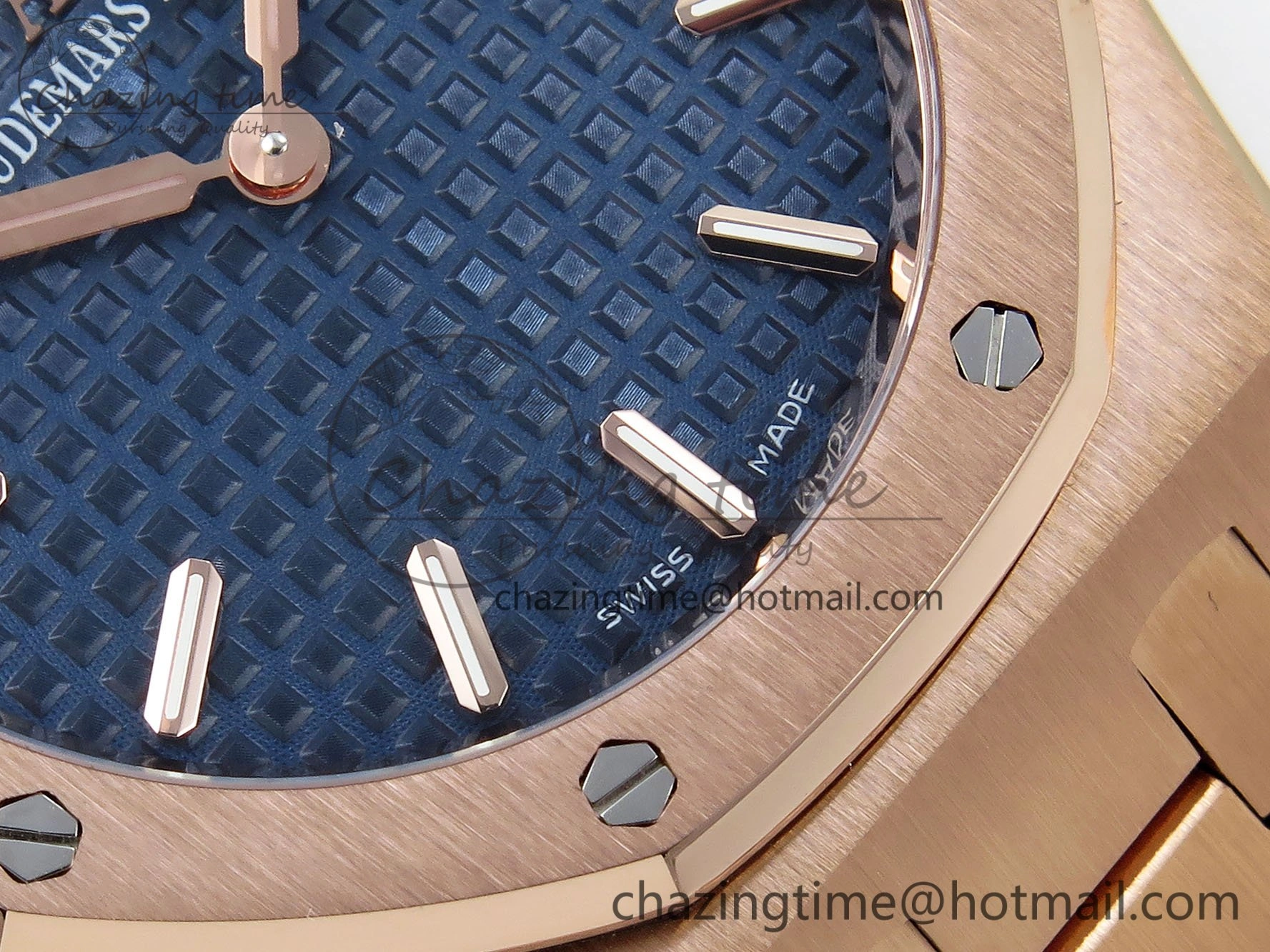 Lady Royal Oak 33mm 67651 RG ZF 1:1 Best Edition Blue Textured Dial on RG Bracelet RONDA Quartz Elegant 10084