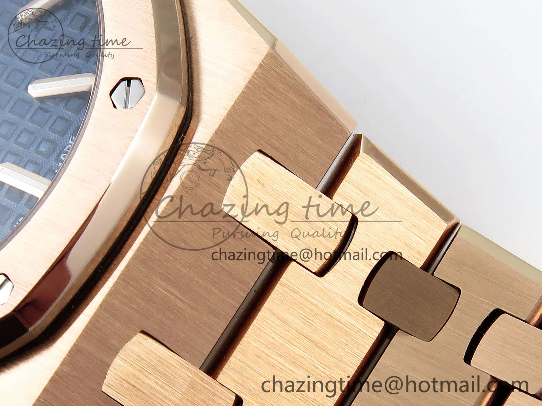 Lady Royal Oak 33mm 67651 RG ZF 1:1 Best Edition Blue Textured Dial on RG Bracelet RONDA Quartz Elegant 10084