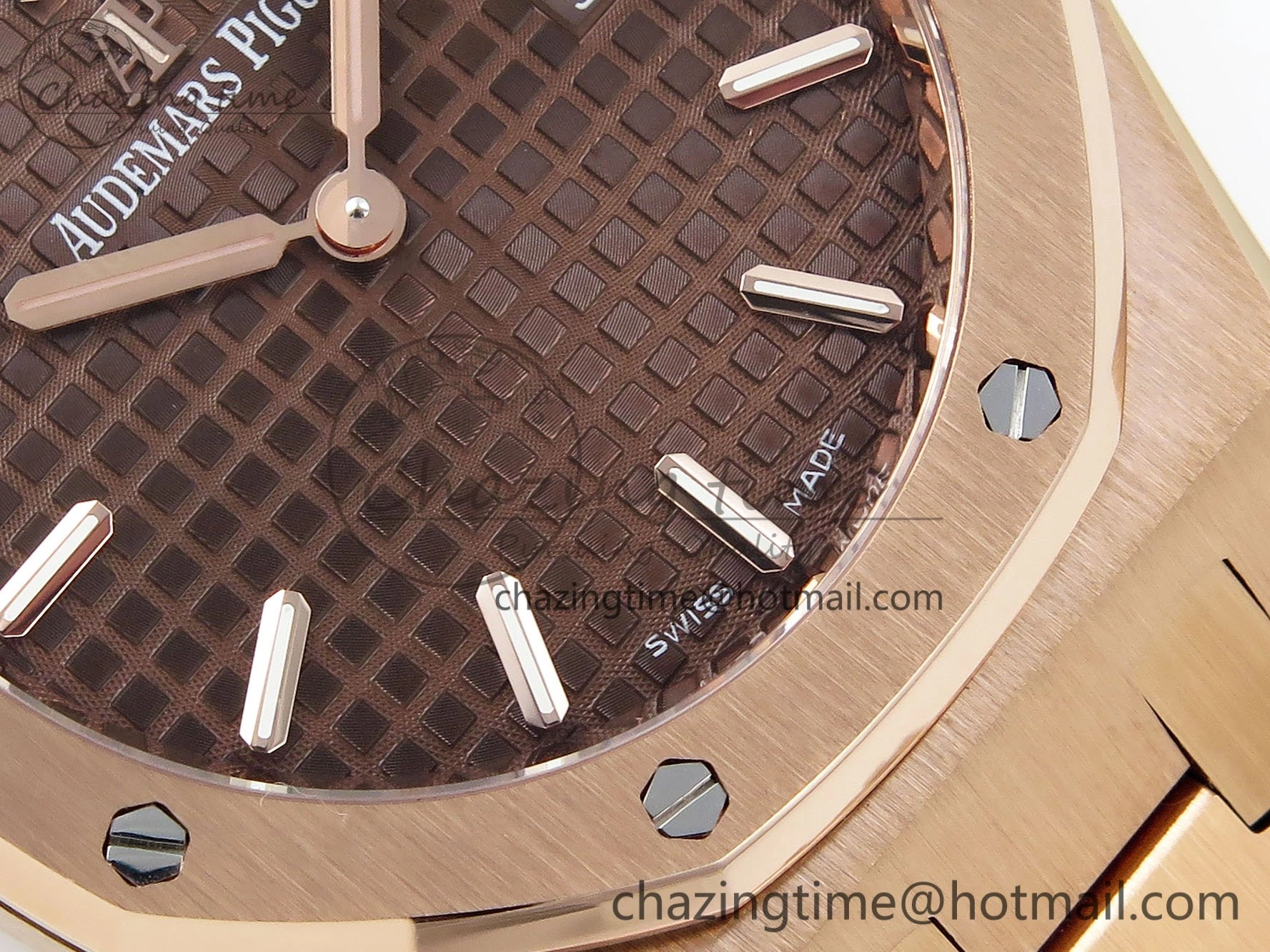 Lady Royal Oak 33mm 67651 RG ZF 1:1 Best Edition Brown Textured Dial on RG Bracelet RONDA Quartz Compact 10078