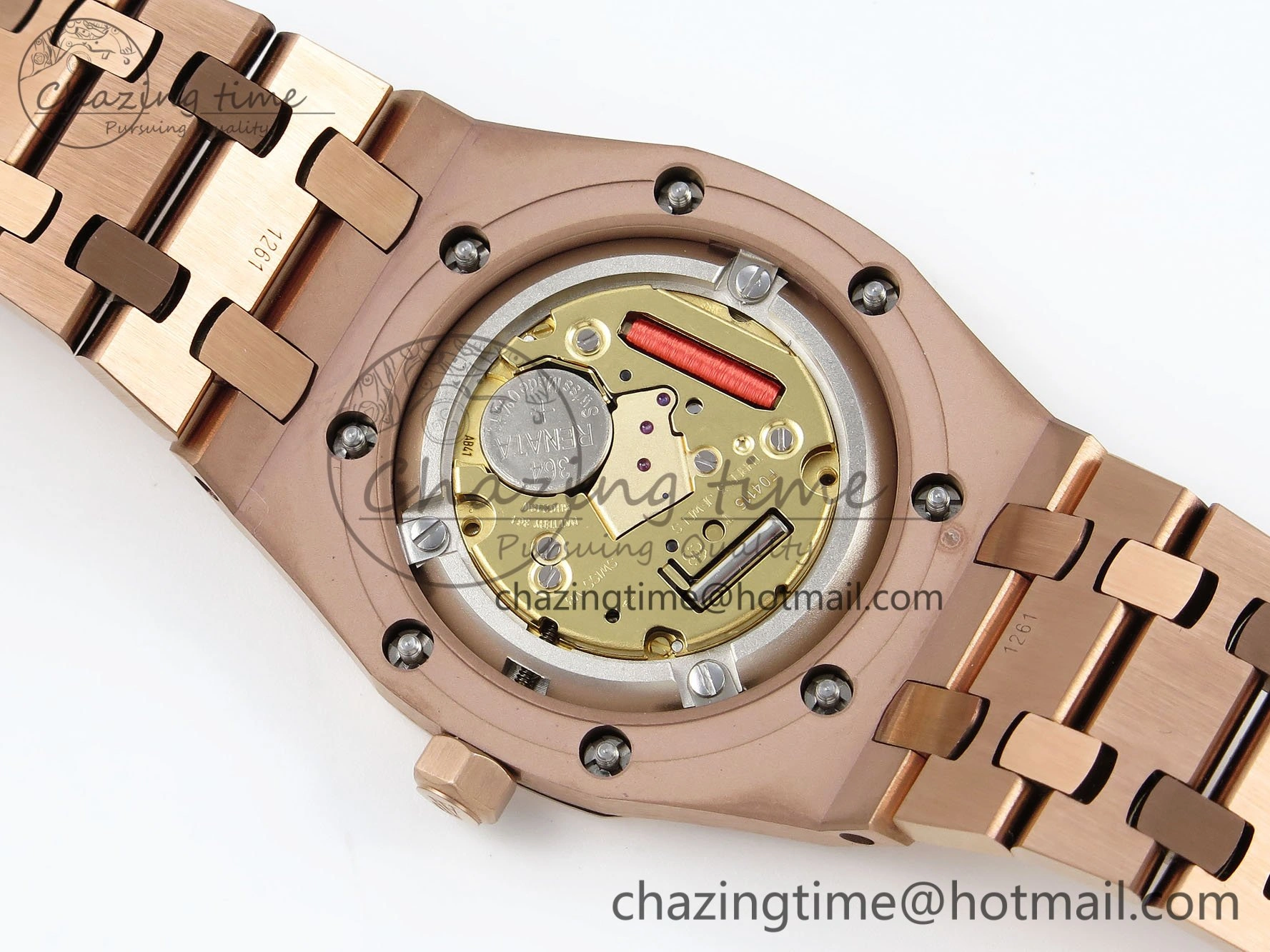 Lady Royal Oak 33mm 67651 RG ZF 1:1 Best Edition RG Textured Dial on RG Bracelet RONDA Quartz Lightweight 10086