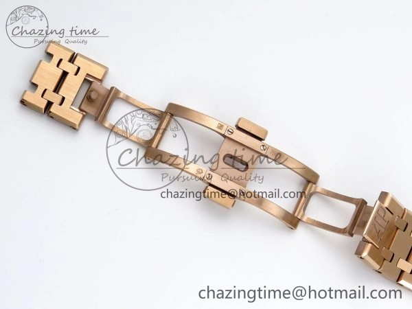Lady Royal Oak 33mm 67651 RG ZF 1:1 Best Edition RG Textured Dial on RG Bracelet RONDA Quartz Lightweight 10086