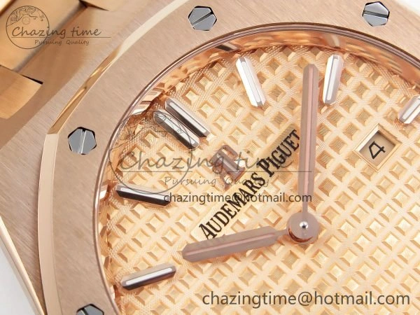 Lady Royal Oak 33mm 67651 RG ZF 1:1 Best Edition RG Textured Dial on RG Bracelet RONDA Quartz Lightweight 10086