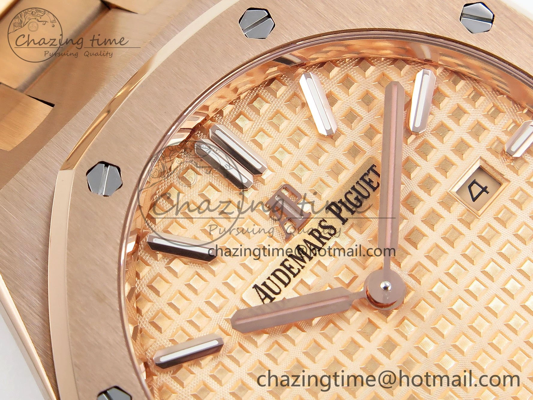 Lady Royal Oak 33mm 67651 RG ZF 1:1 Best Edition RG Textured Dial on RG Bracelet RONDA Quartz Lightweight 10086