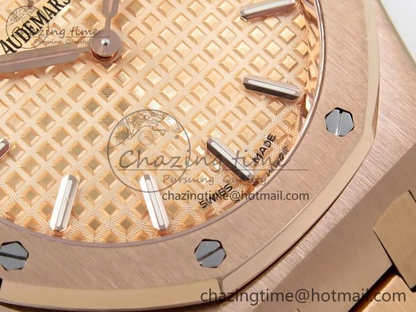 Lady Royal Oak 33mm 67651 RG ZF 1:1 Best Edition RG Textured Dial on RG Bracelet RONDA Quartz Lightweight 10086