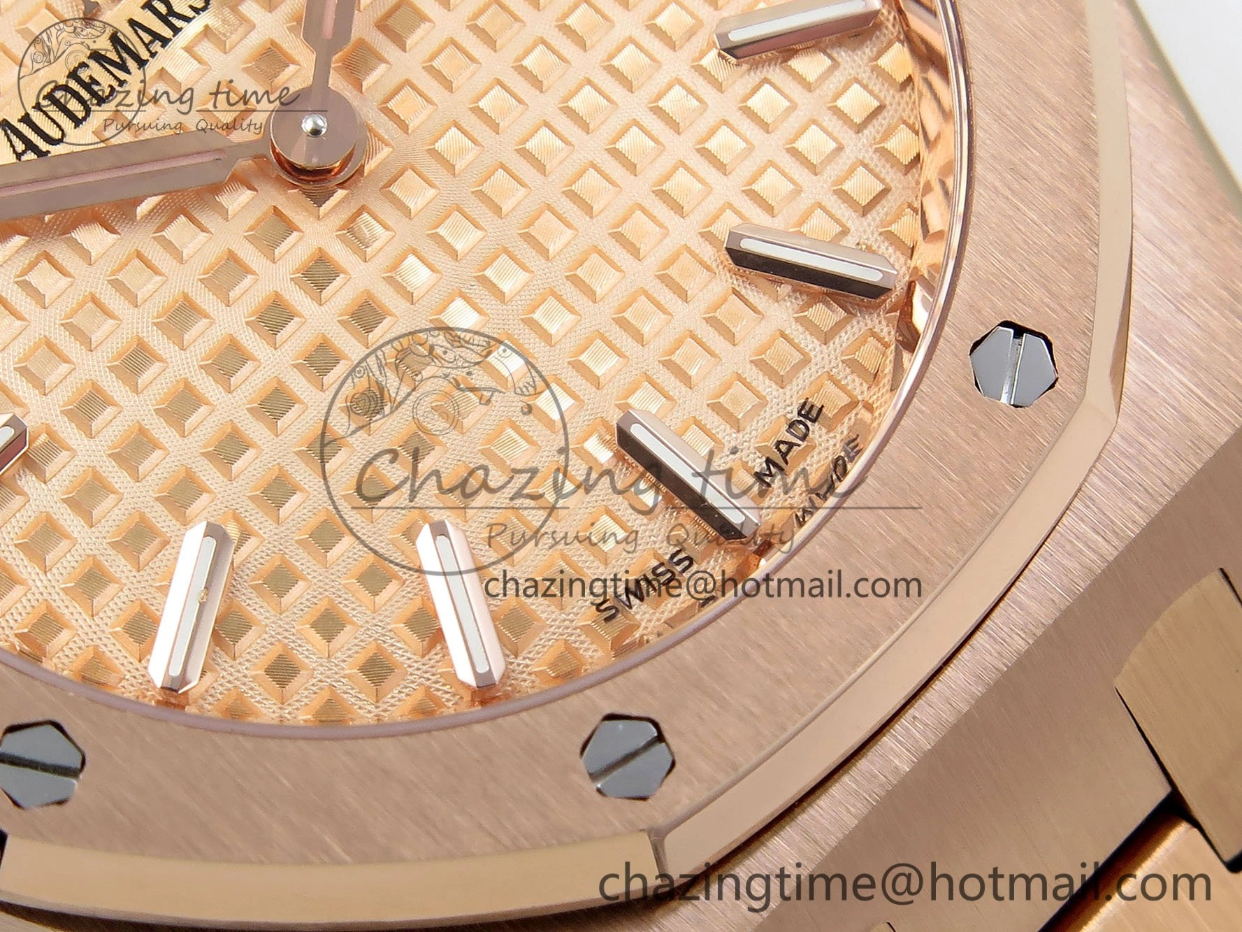 Lady Royal Oak 33mm 67651 RG ZF 1:1 Best Edition RG Textured Dial on RG Bracelet RONDA Quartz Lightweight 10086