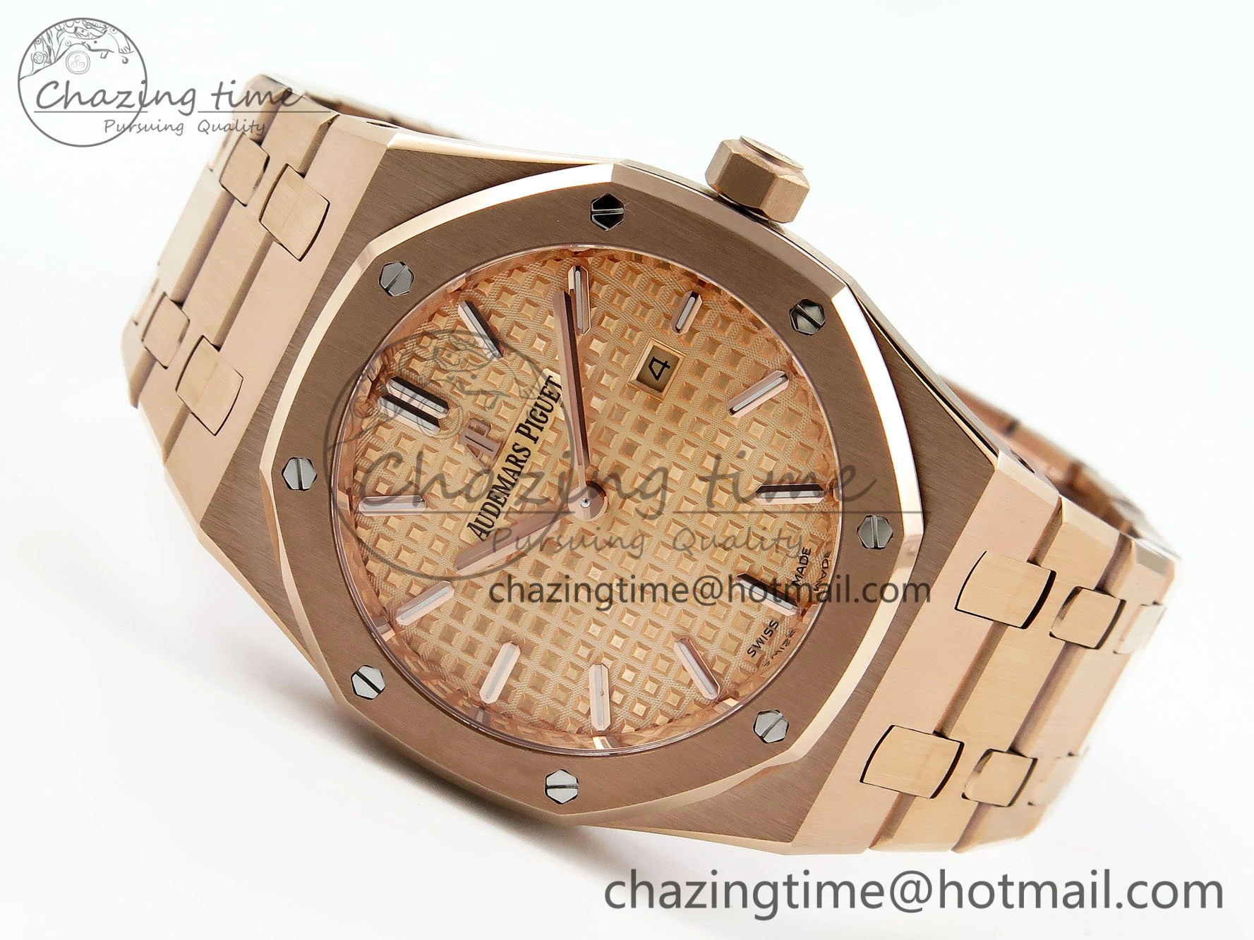 Lady Royal Oak 33mm 67651 RG ZF 1:1 Best Edition RG Textured Dial on RG Bracelet RONDA Quartz Lightweight 10086