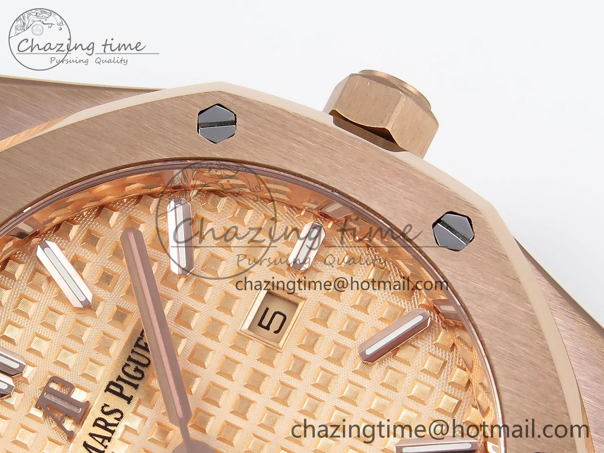 Lady Royal Oak 33mm 67651 RG ZF 1:1 Best Edition RG Textured Dial on RG Bracelet RONDA Quartz Lightweight 10086