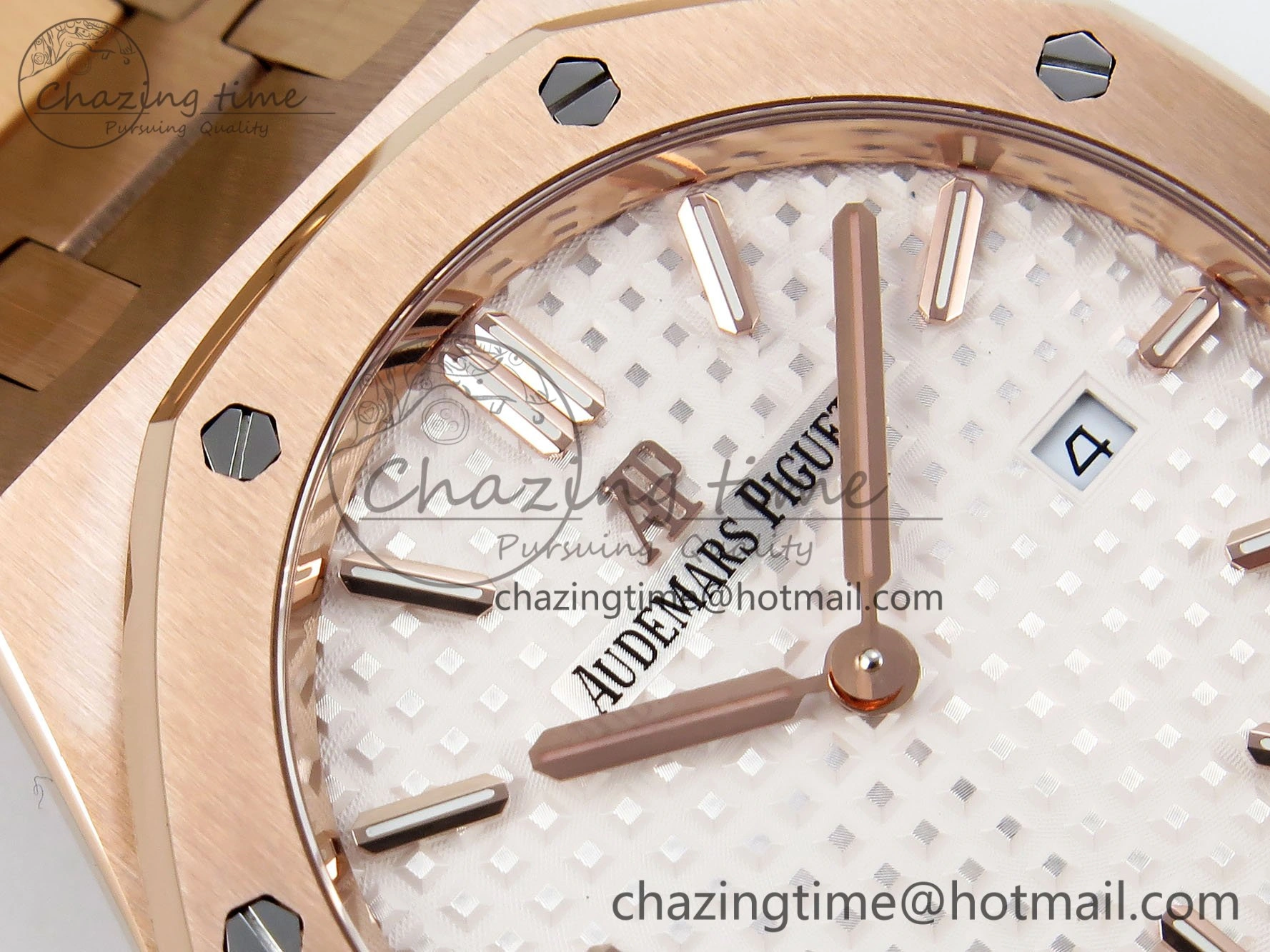 Durable Lady Royal Oak 33mm 67651 RG ZF 1:1 Best Edition White Textured Dial on RG Bracelet RONDA Quartz 10081