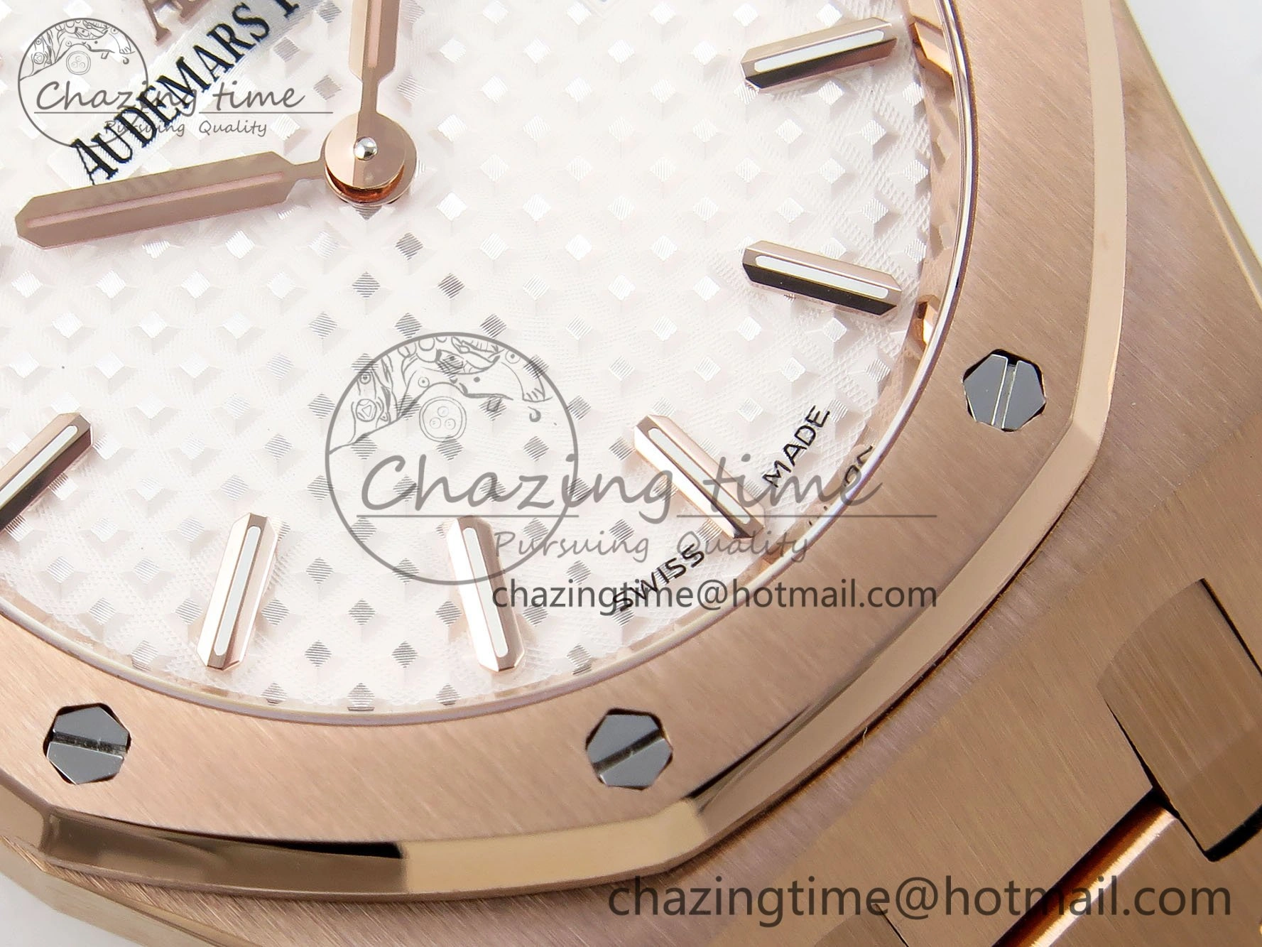 Durable Lady Royal Oak 33mm 67651 RG ZF 1:1 Best Edition White Textured Dial on RG Bracelet RONDA Quartz 10081