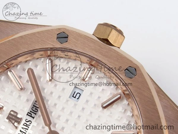 Durable Lady Royal Oak 33mm 67651 RG ZF 1:1 Best Edition White Textured Dial on RG Bracelet RONDA Quartz 10081