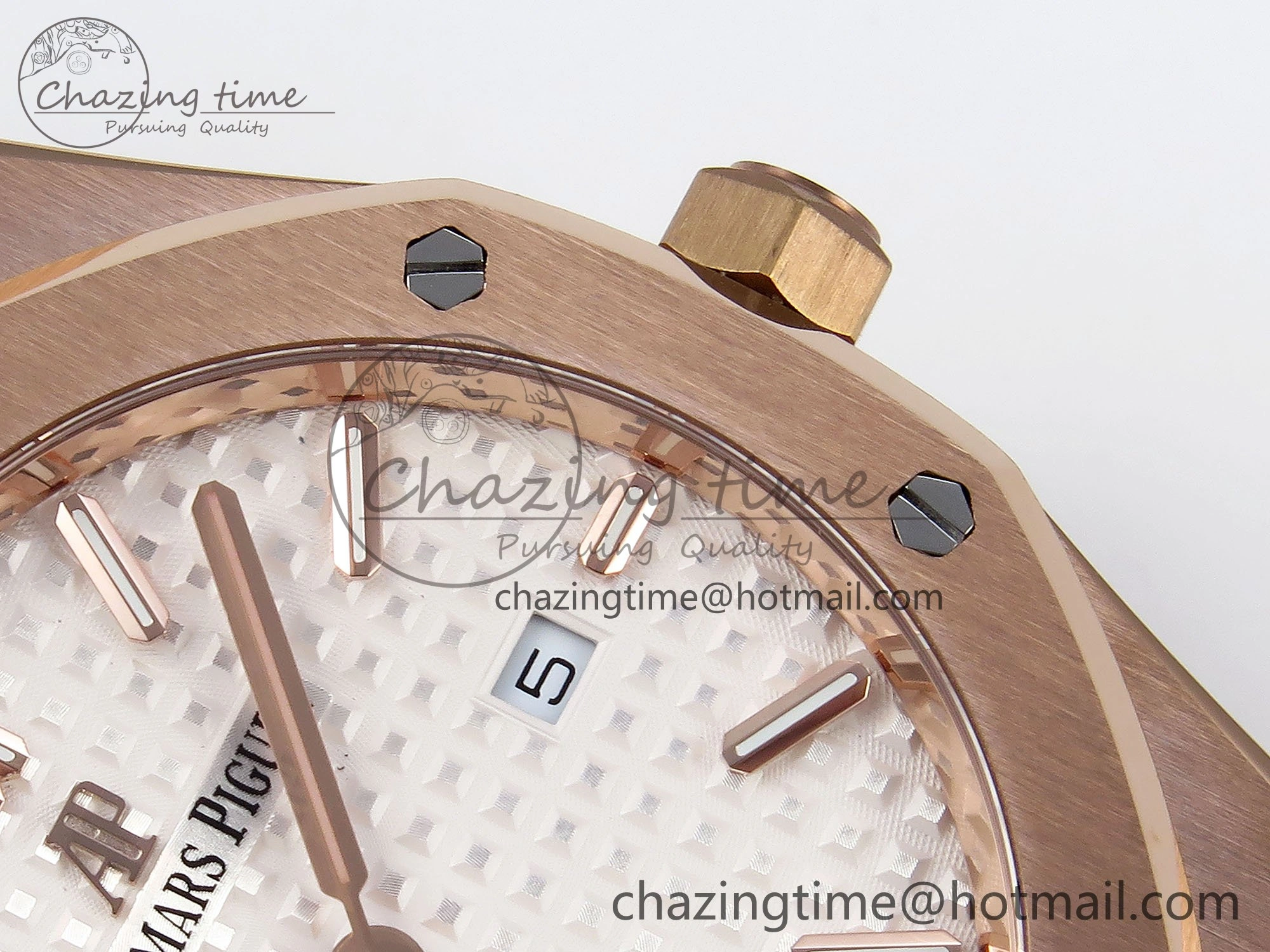 Durable Lady Royal Oak 33mm 67651 RG ZF 1:1 Best Edition White Textured Dial on RG Bracelet RONDA Quartz 10081