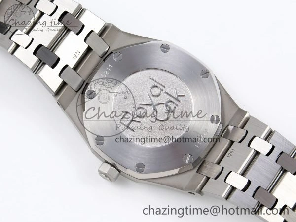 Lady Royal Oak 33mm 67651 SS ZF 1:1 Best Edition Blue Textured Dial on SS Bracelet RONDA Quartz Unique 10092