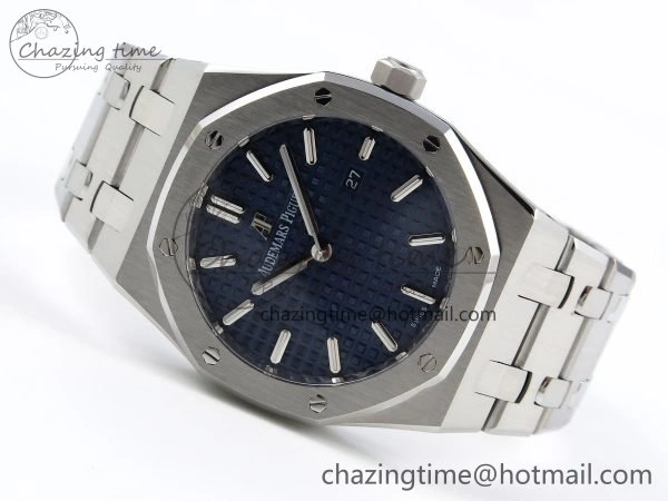 Lady Royal Oak 33mm 67651 SS ZF 1:1 Best Edition Blue Textured Dial on SS Bracelet RONDA Quartz Unique 10092