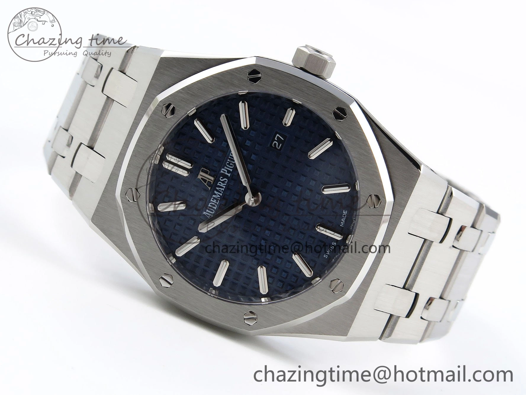 Lady Royal Oak 33mm 67651 SS ZF 1:1 Best Edition Blue Textured Dial on SS Bracelet RONDA Quartz Unique 10092