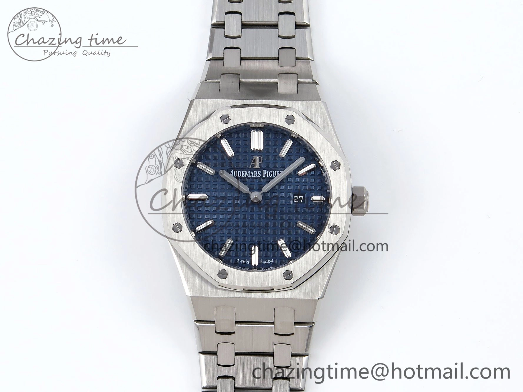 Lady Royal Oak 33mm 67651 SS ZF 1:1 Best Edition Blue Textured Dial on SS Bracelet RONDA Quartz Unique 10092