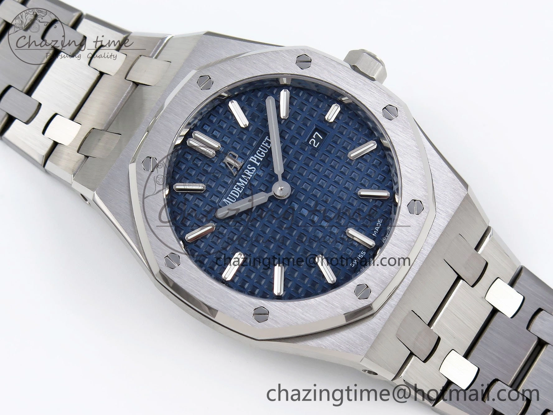 Lady Royal Oak 33mm 67651 SS ZF 1:1 Best Edition Blue Textured Dial on SS Bracelet RONDA Quartz Unique 10092