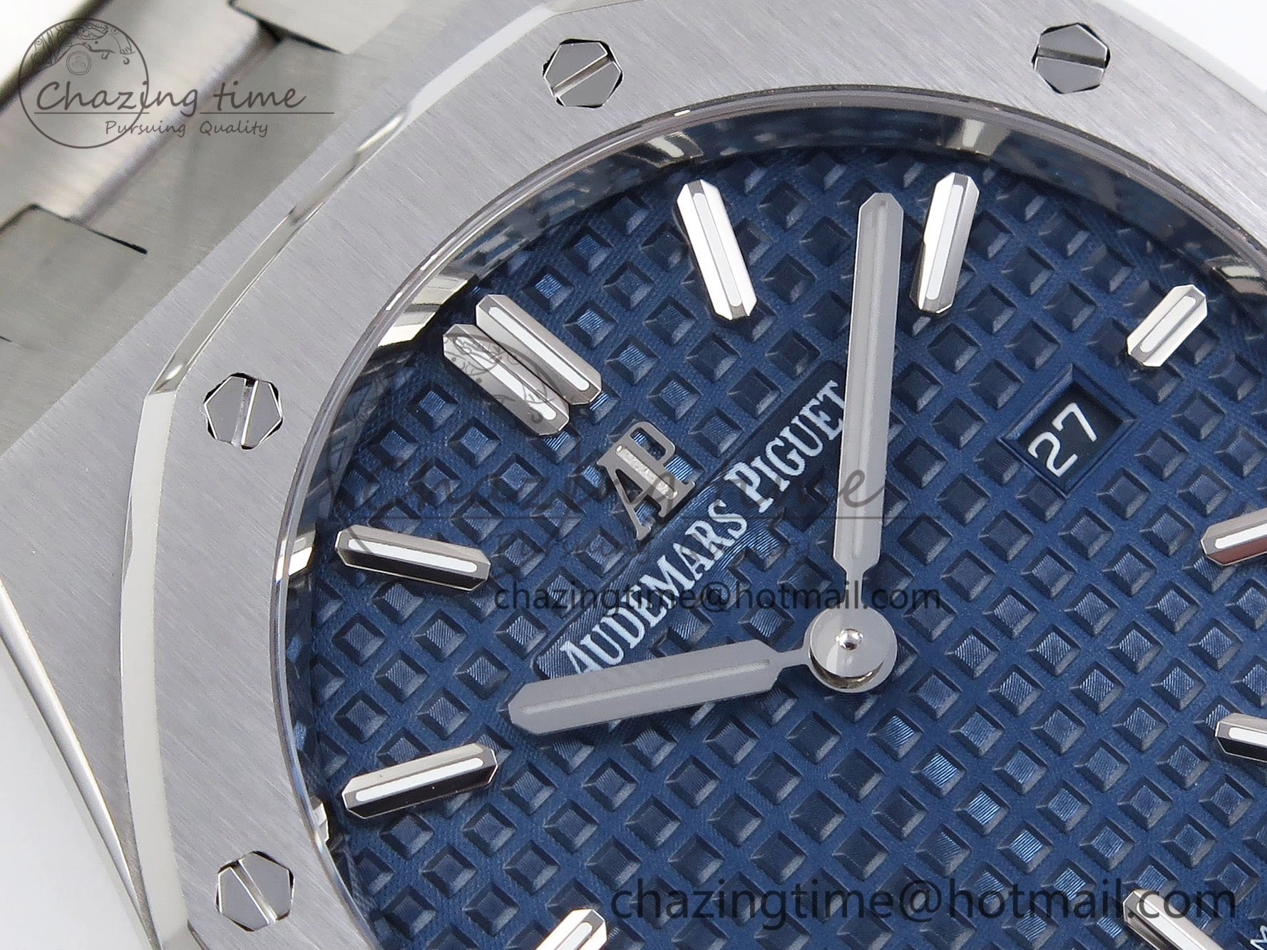 Lady Royal Oak 33mm 67651 SS ZF 1:1 Best Edition Blue Textured Dial on SS Bracelet RONDA Quartz Unique 10092