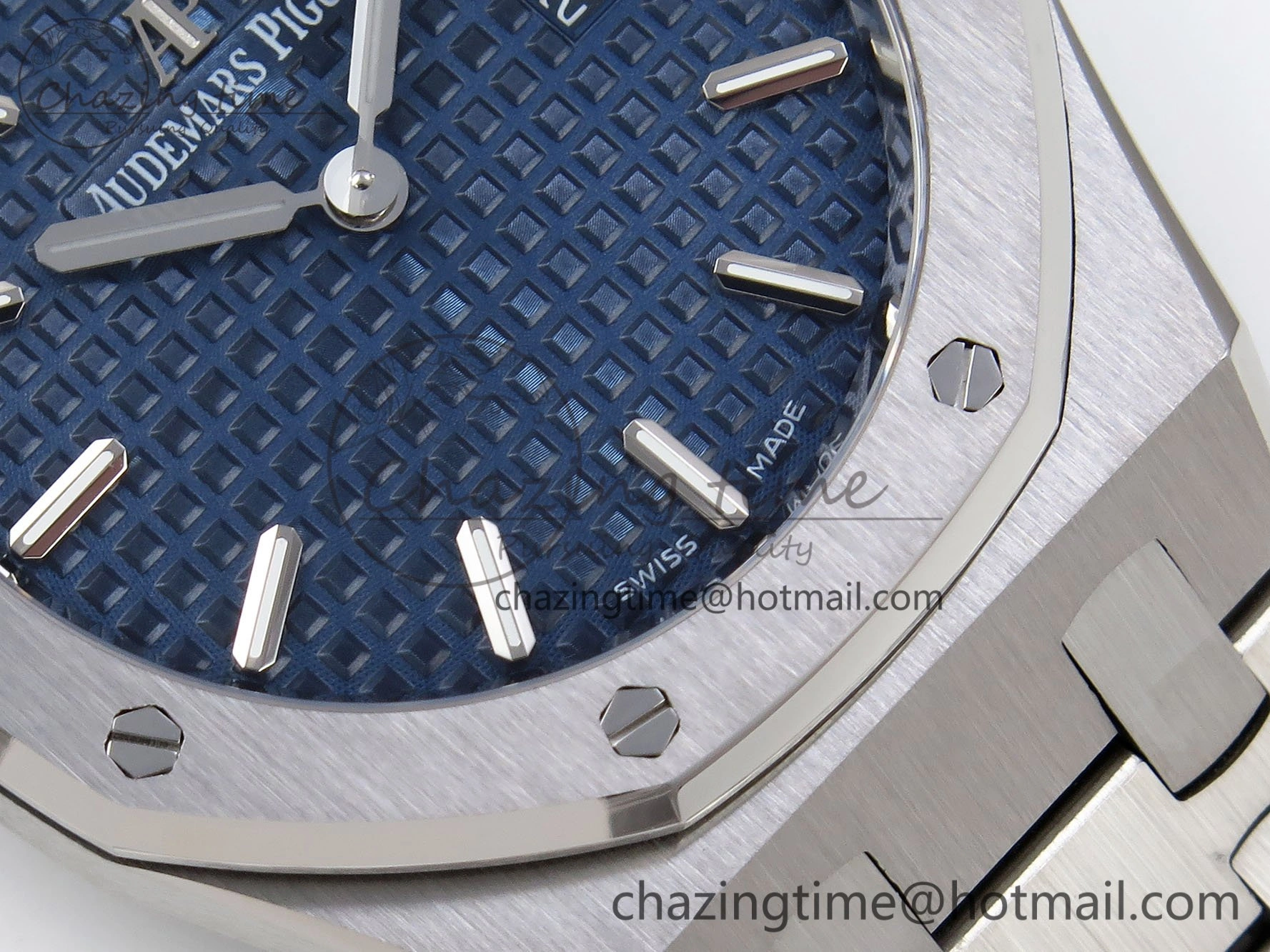Lady Royal Oak 33mm 67651 SS ZF 1:1 Best Edition Blue Textured Dial on SS Bracelet RONDA Quartz Unique 10092