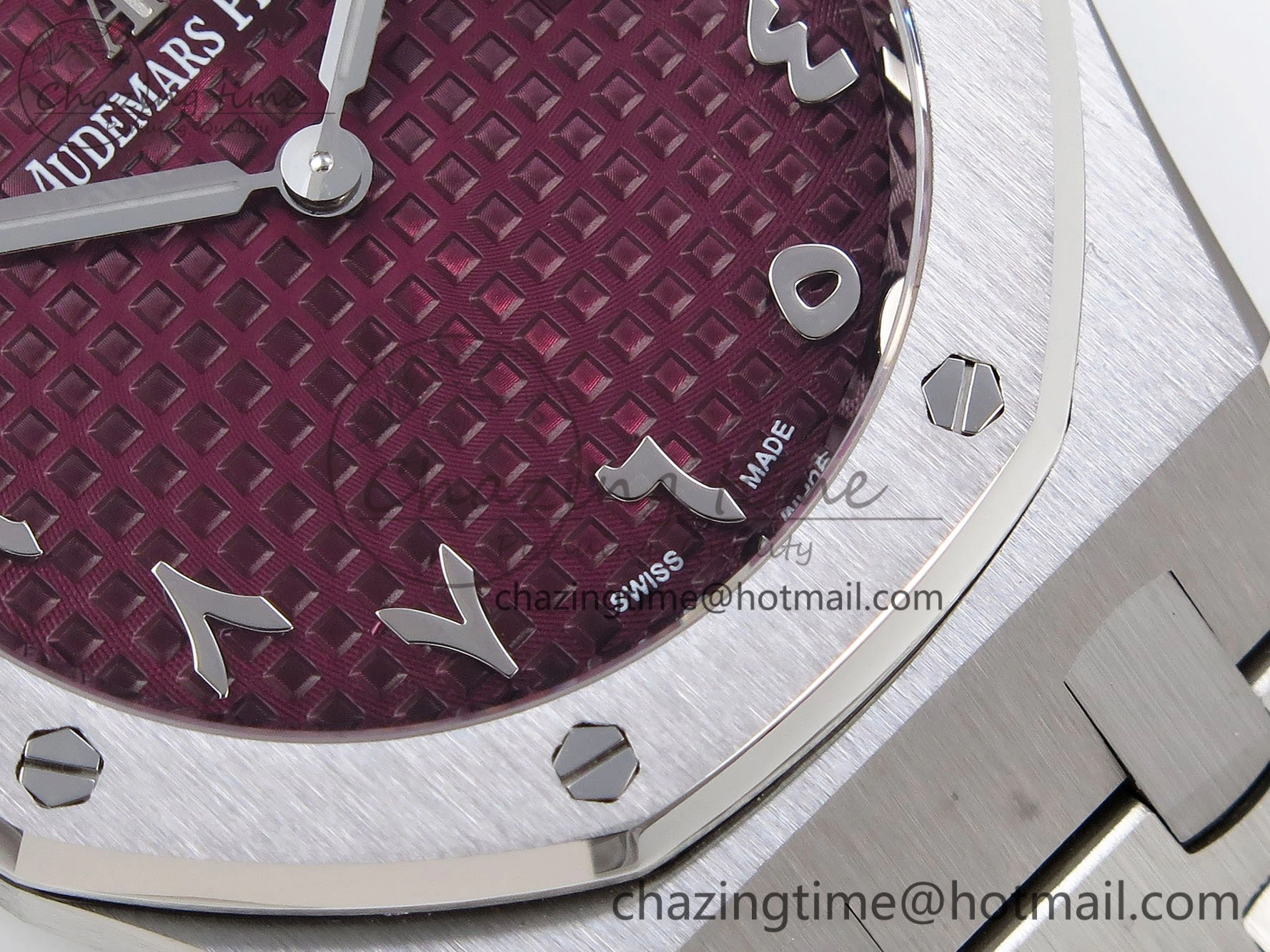 Lady Royal Oak 33mm 67651 SS ZF 1:1 Best Edition Purple Red Textured Dial on SS Bracelet RONDA Quartz WaterResistant 4485