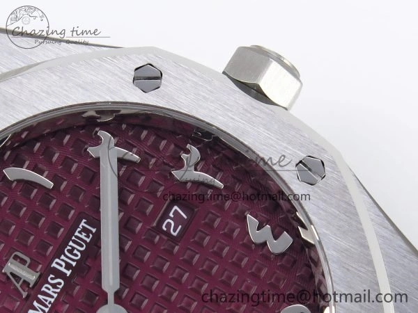 Lady Royal Oak 33mm 67651 SS ZF 1:1 Best Edition Purple Red Textured Dial on SS Bracelet RONDA Quartz WaterResistant 4485