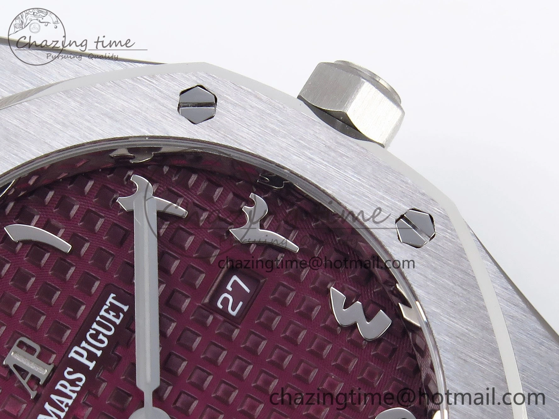 Lady Royal Oak 33mm 67651 SS ZF 1:1 Best Edition Purple Red Textured Dial on SS Bracelet RONDA Quartz WaterResistant 4485