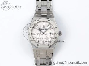 Lady Royal Oak 33mm 67651 SS ZF 1:1 Best Edition White Textured Dial on SS Bracelet RONDA Quartz Fashionable 4482