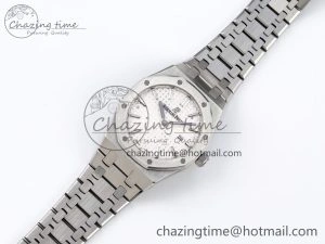 Contemporary Lady Royal Oak 33mm 67651 SS ZF 1:1 Best Edition White Textured Dial on SS Bracelet RONDA Quartz 10090