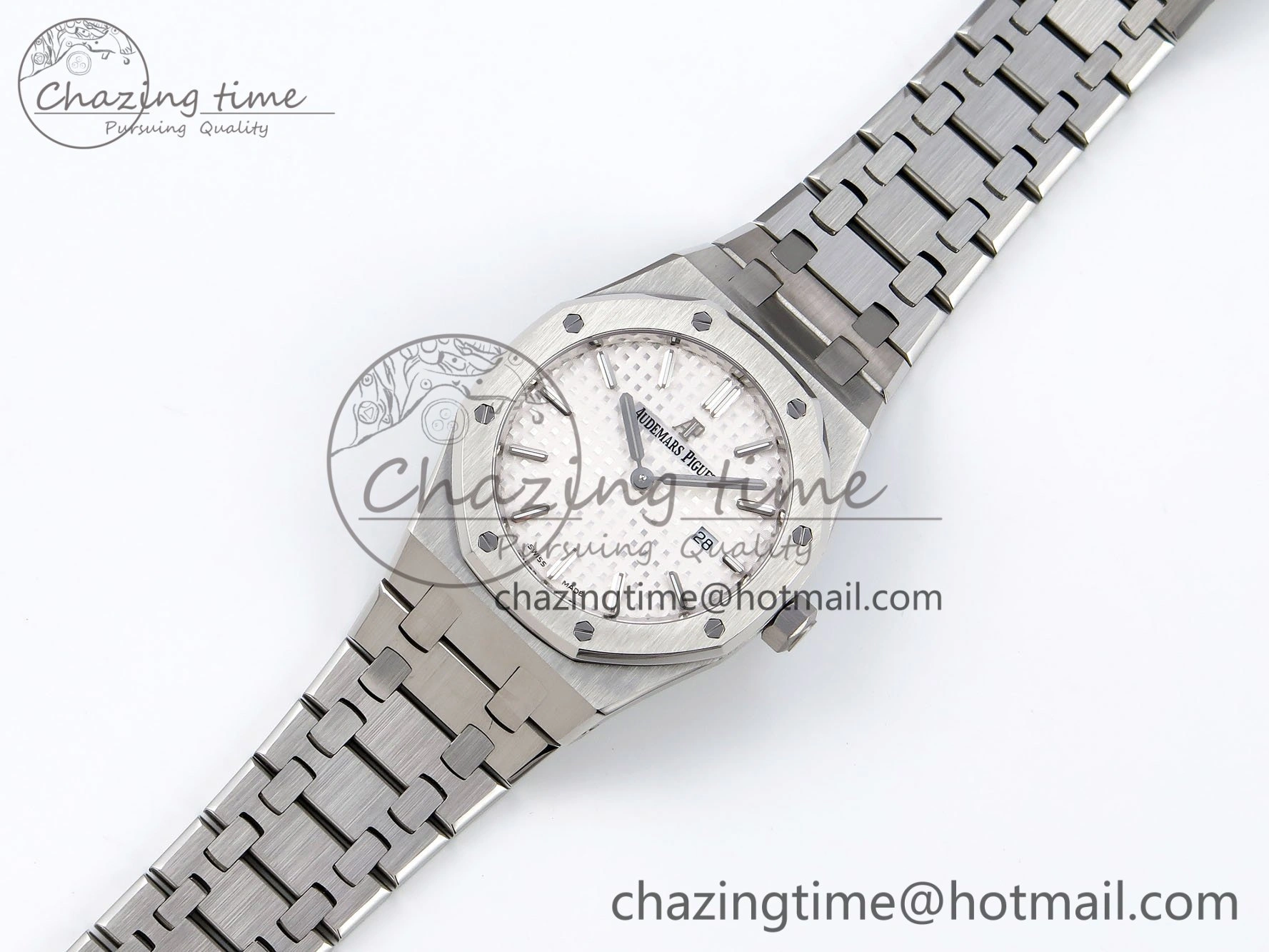 Contemporary Lady Royal Oak 33mm 67651 SS ZF 1:1 Best Edition White Textured Dial on SS Bracelet RONDA Quartz 10090
