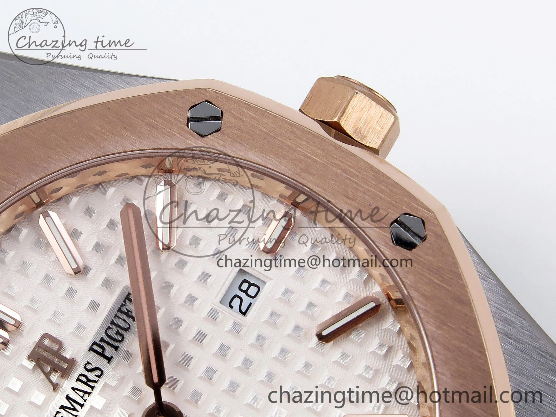 Lady Royal Oak 33mm 67651 SS RG ZF 1:1 Best Edition White Textured Dial on SS RG Bracelet RONDA Quartz Efficient 4489