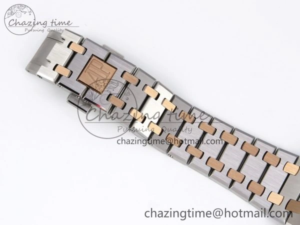 Lady Royal Oak 33mm 67651 SS RG ZF 1:1 Best Edition White Textured Dial on SS RG Bracelet RONDA Quartz Efficient 4489