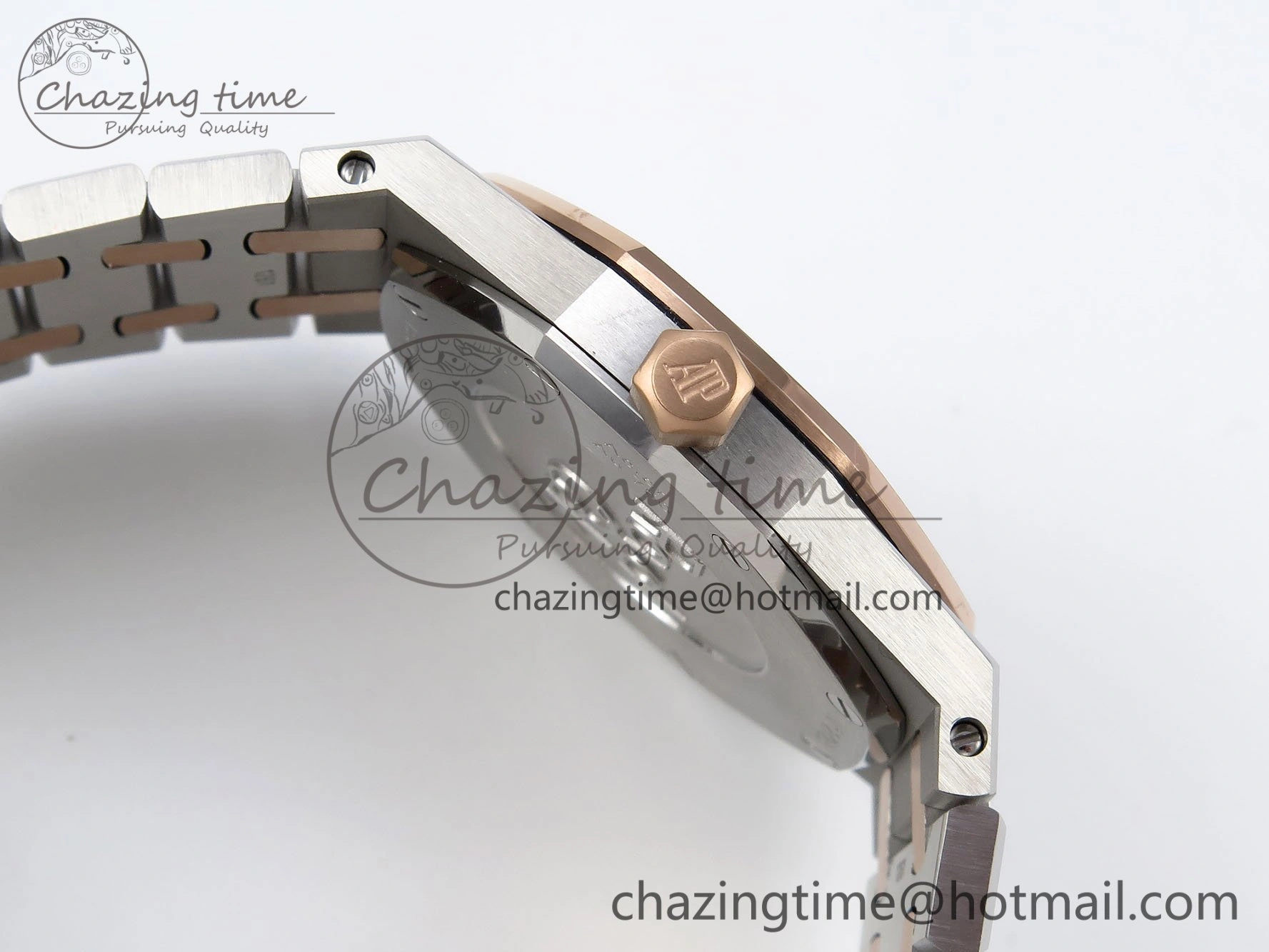 Lady Royal Oak 33mm 67651 SS RG ZF 1:1 Best Edition White Textured Dial on SS RG Bracelet RONDA Quartz Efficient 4489
